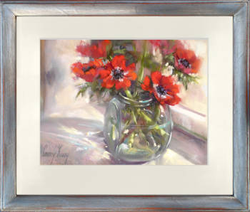Anemonen | stilleven schilderij in pastel van Corry Kooy koopt u nu online! ✓Hoogste kwaliteit & service ✓Veilig betalen ✓Gratis verzending