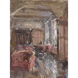 Hotel v/d Werff, In de lounge VIII | interieur schilderij van Flip Gaasendam koopt u nu online! ✓Hoogste kwaliteit ✓Veilig betalen ✓Gratis verzending