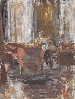 Hotel v/d Werff, In de lounge VIIII | interieur schilderij van Flip Gaasendam koopt u nu online! ✓Hoogste kwaliteit ✓Veilig betalen ✓Gratis verzending