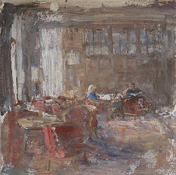 Hotel v/d Werff, In de lounge VI | interieur schilderij van Flip Gaasendam koopt u nu online! ✓Hoogste kwaliteit ✓Veilig betalen ✓Gratis verzending