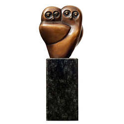 Dubbel | bronzen beeld van twee uilen van Frans van Straaten koopt u nu online! ✓Hoogste kwaliteit & service ✓Veilig betalen ✓Gratis verzending