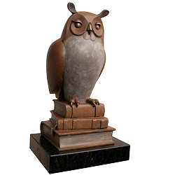Wijsheid IX | bronzen beeld van een uil van Frans van Straaten koopt u nu online! ✓Hoogste kwaliteit ✓Veilig betalen ✓Gratis verzending