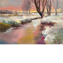 Winterlandschap | landschap schilderij  van Hans Musters koopt u nu online! ✓Hoogste kwaliteit & service ✓Veilig betalen ✓Gratis verzending
