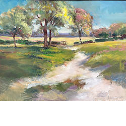 Boomgaard | landschap schilderij  van Hans Musters koopt u nu online! ✓Hoogste kwaliteit & service ✓Veilig betalen ✓Gratis verzending