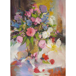 Bloemstilleven | stilleven in olieverf van Hans Musters koopt u nu online! ✓Hoogste kwaliteit & service ✓Veilig betalen ✓Gratis verzending