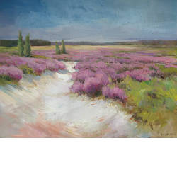 Bloeiende heide met stuifzand | landschap van Hans Musters koopt u nu online! ✓Hoogste kwaliteit ✓Veilig betalen ✓Gratis verzending