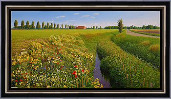 Akkerrand | landschap schilderij in olieverf van Hans Parlevliet koopt u nu online! ✓Hoogste kwaliteit & service ✓Veilig betalen ✓Gratis verzending