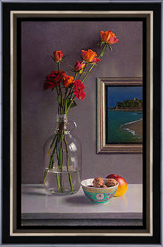 Bakje met druiven | stilleven schilderij in olieverf van Herman Tulp koopt u nu online! ✓Hoogste kwaliteit & service ✓Veilig betalen ✓Gratis verzending