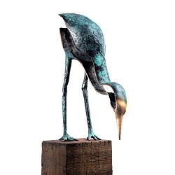 Oefening in geduld | vogel beeld in brons van Leon Veerman koopt u nu online! ✓Hoogste kwaliteit ✓Veilig betalen ✓Gratis verzending