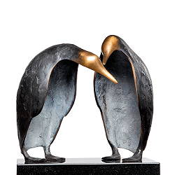 De kennismaking | vogel beeld in brons van Leon Veerman koopt u nu online! ?Hoogste kwaliteit ?Veilig betalen ?Gratis verzending