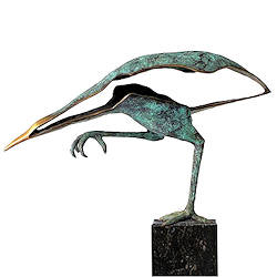 De kennismaking | vogel beeld in brons van Leon Veerman koopt u nu online! ✓Hoogste kwaliteit ✓Veilig betalen ✓Gratis verzending