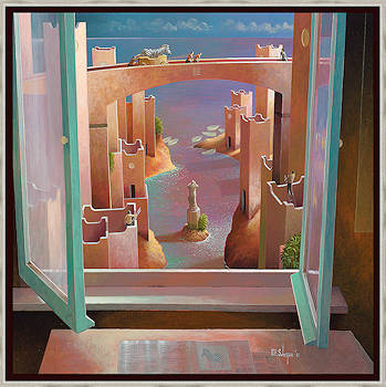 Avondonthaal | architectuur schilderij van Michiel Schrijver koopt u nu online! ✓Hoogste kwaliteit & service ✓Veilig betalen ✓Gratis verzending