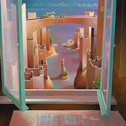 Avondonthaal | architectuur schilderij van Michiel Schrijver koopt u nu online! ✓Hoogste kwaliteit & service ✓Veilig betalen ✓Gratis verzending