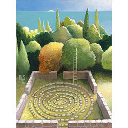 Doolhof | De ladder | architectuur schilderij van Michiel Schrijver koopt u nu online! ✓Hoogste kwaliteit & service ✓Veilig betalen ✓Gratis verzending