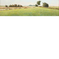 Langs de poldersloot | landschap schilderij van Peter Durieux koopt u nu online! ✓Hoogste kwaliteit & service ✓Veilig betalen ✓Gratis verzending