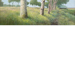 Tussen Warffum en Onderdendam | landschap schilderij van Peter Durieux koopt u nu online! ✓Hoogste kwaliteit ✓Veilig betalen ✓Gratis verzending