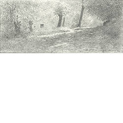 Oprit | landschap schilderij in potlood van Peter Durieux koopt u nu online! ✓Hoogste kwaliteit & service ✓Veilig betalen ✓Gratis verzending