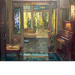 Interieur met piano | interieur schilderij in olieverf van Simeon  Nijenhuis koopt u nu online! ✓Hoogste kwaliteit ✓Veilig betalen ✓Gratis verzending