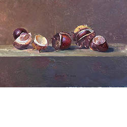 Kastanjes | schilderij in olieverf van Simeon  Nijenhuis koopt u nu online! ✓Hoogste kwaliteit & service ✓Veilig betalen ✓Gratis verzending